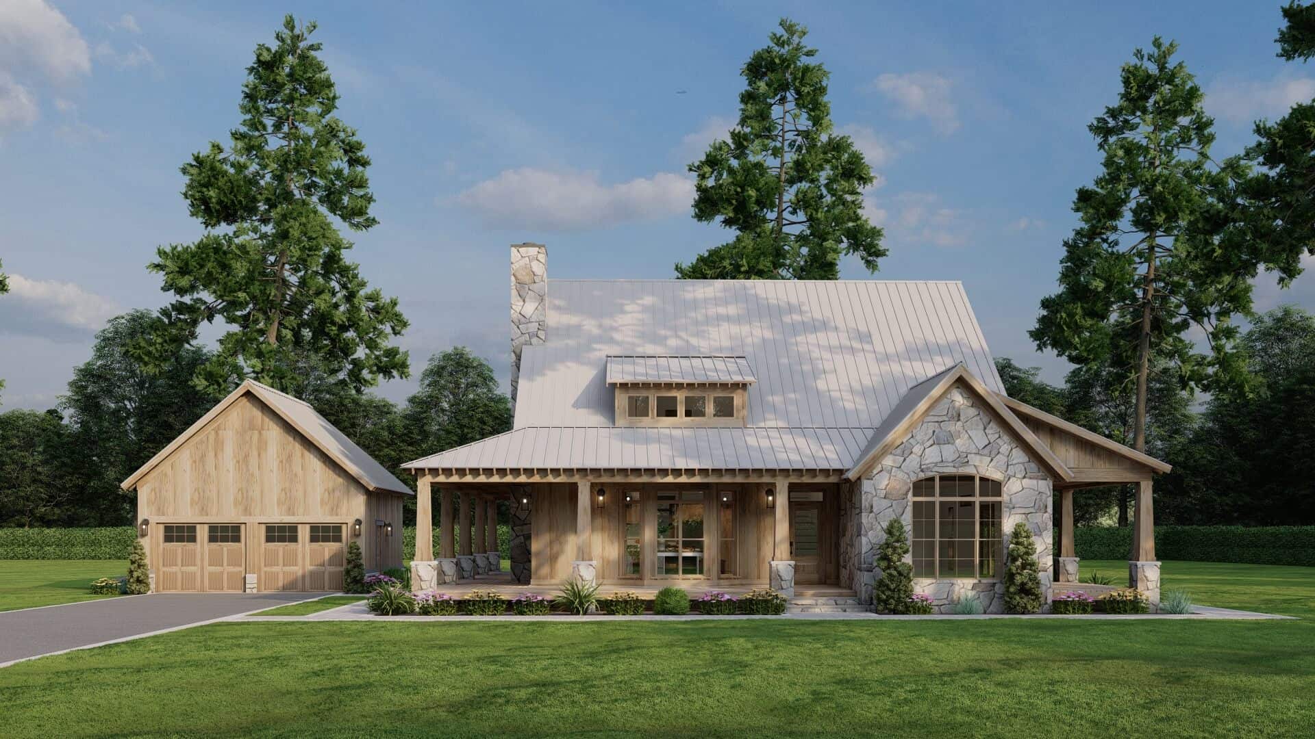 Front elevation of Rustic home (ThePlanCollection: House Plan #193-1309)