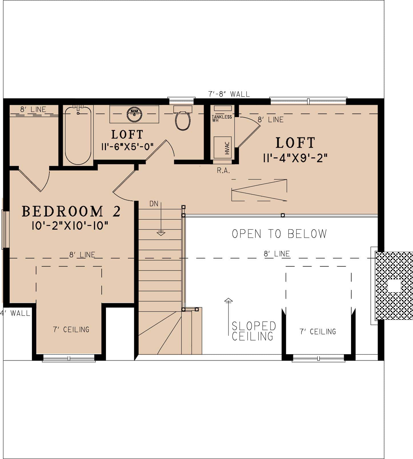 Upper Level of Rustic Plan #193-1310