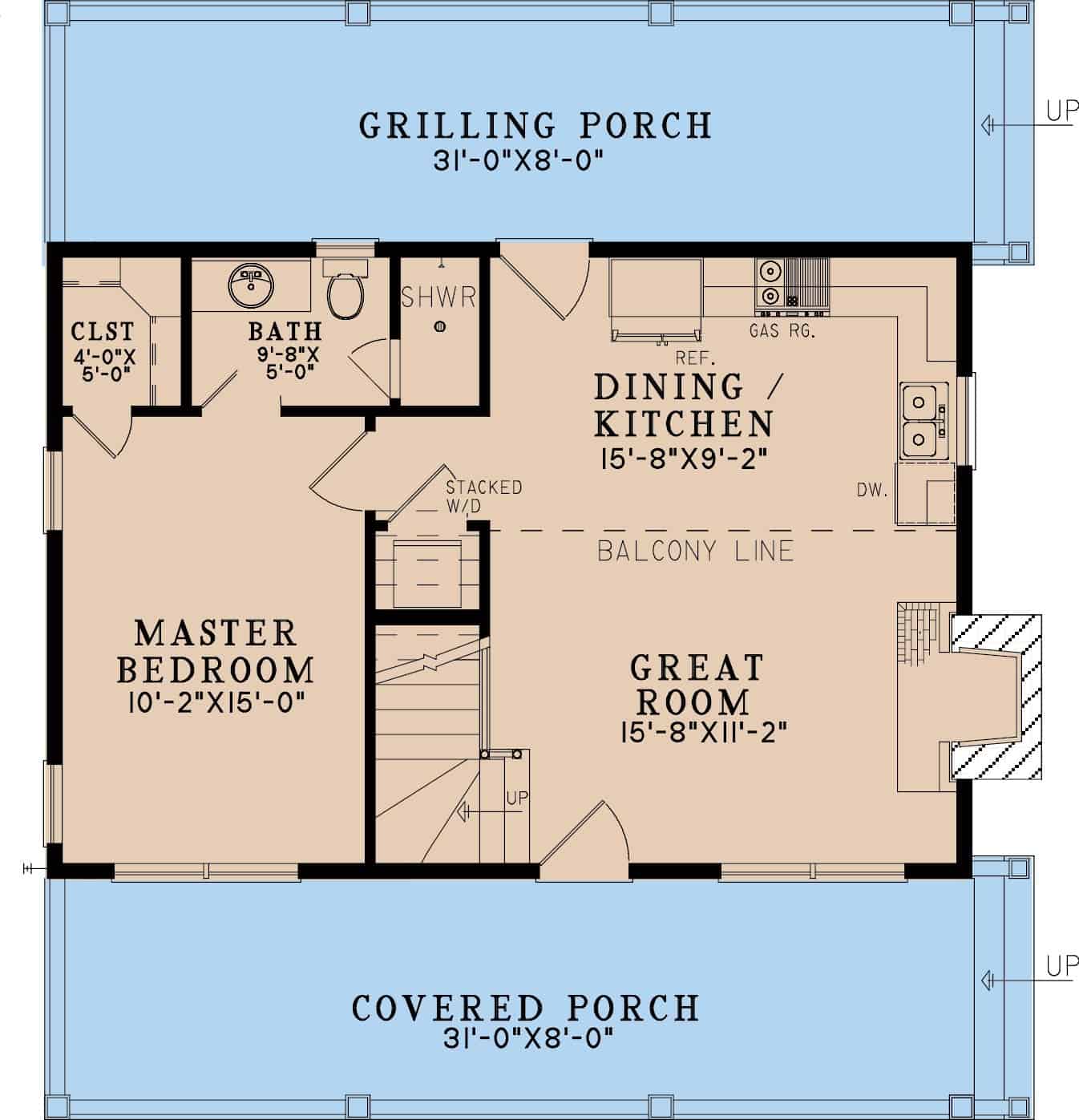 Main Level of Rustic Plan #193-1310