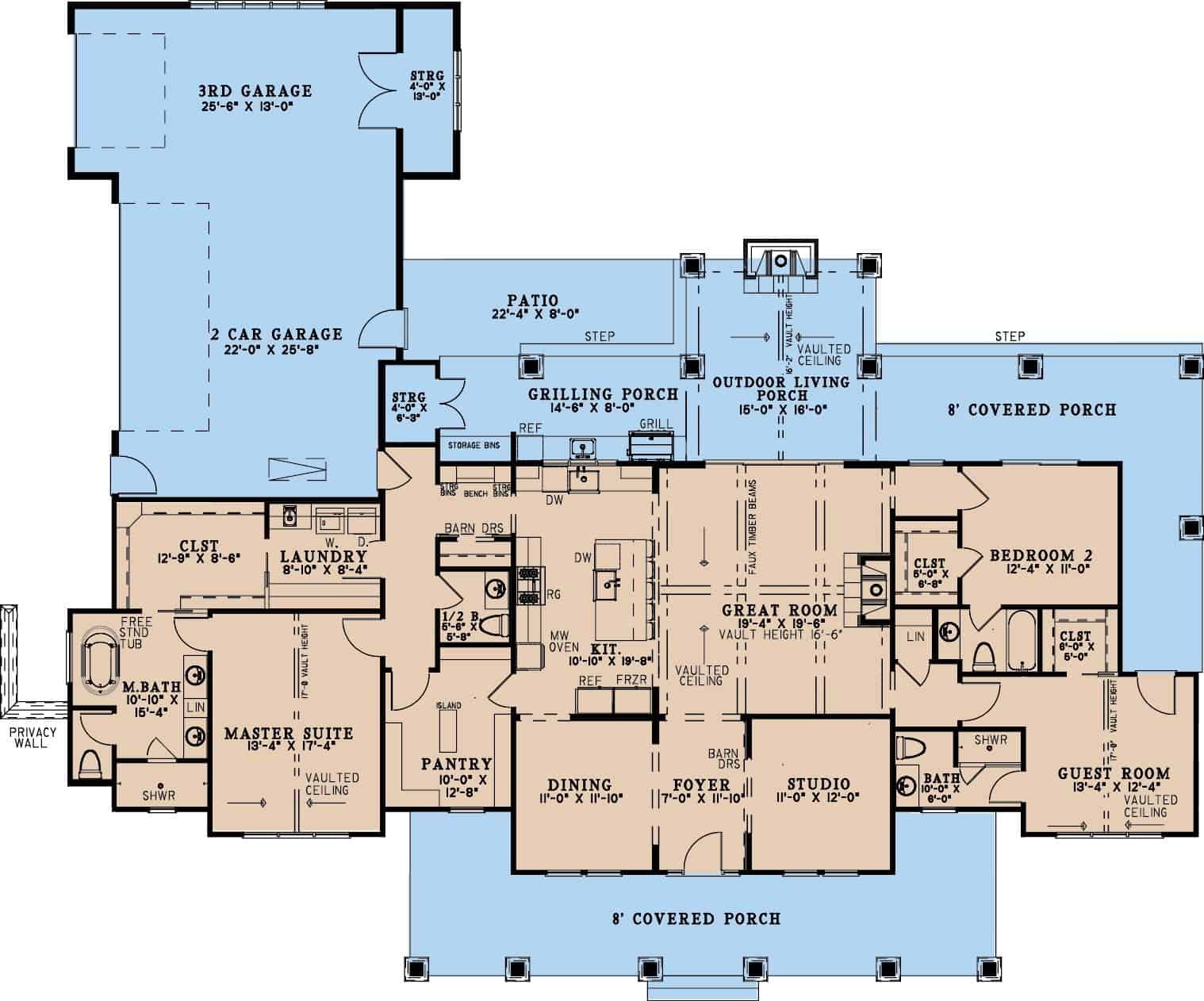 Main Level of Country Plan #193-1314