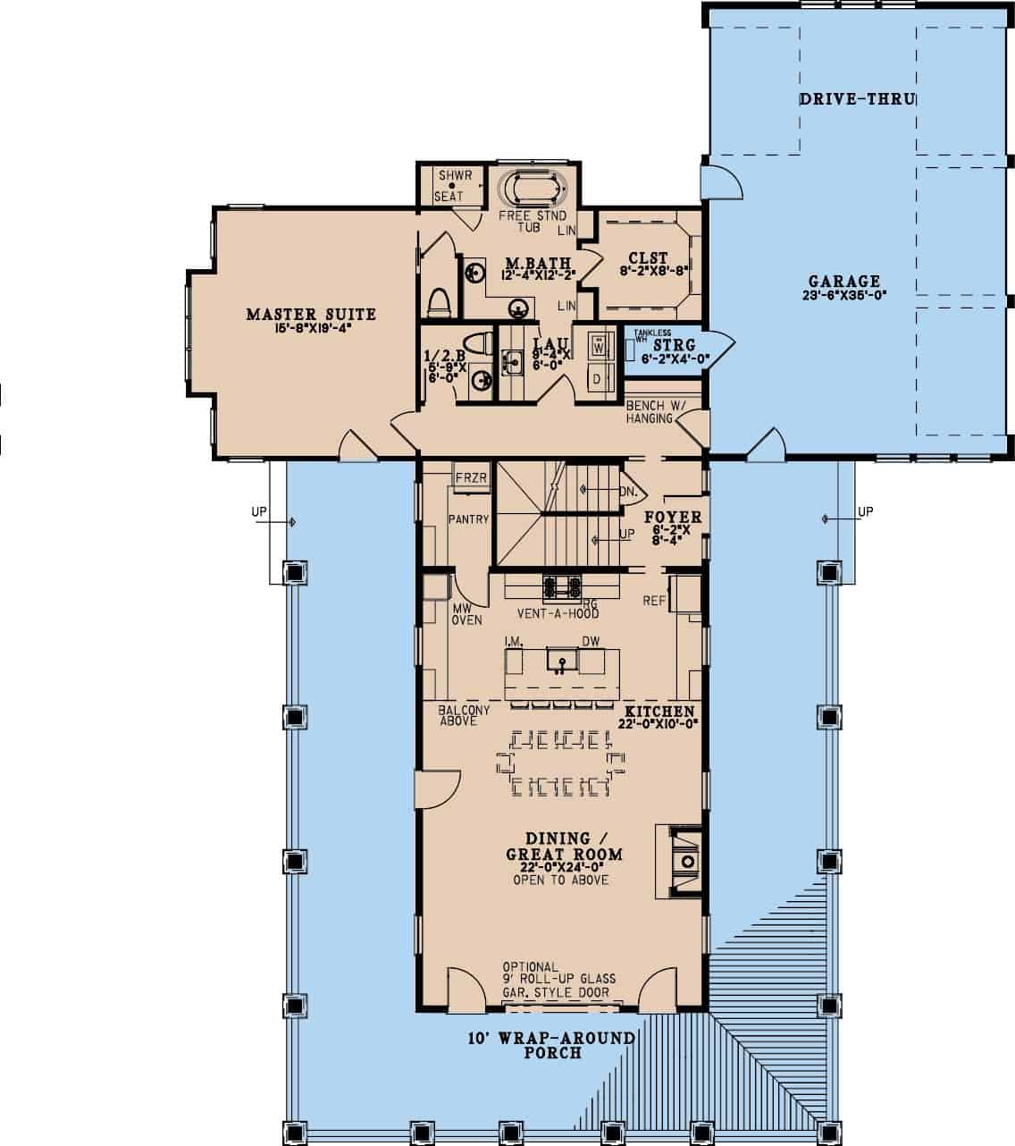 Main Level of Craftsman Plan #193-1315