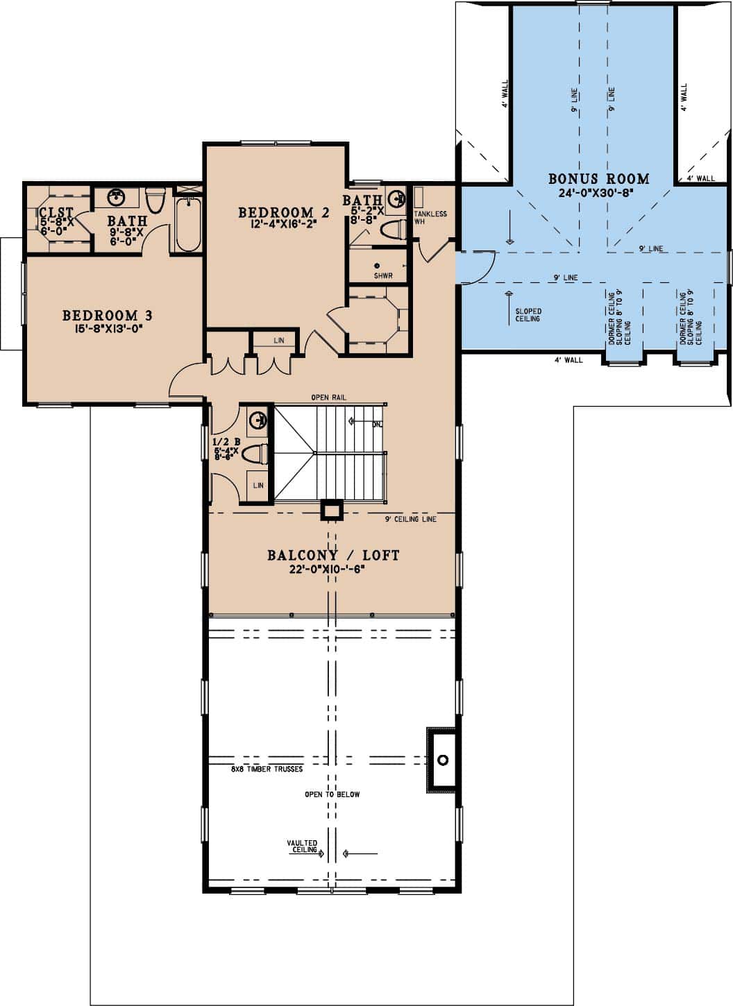 Upper Level of Craftsman Plan #193-1315