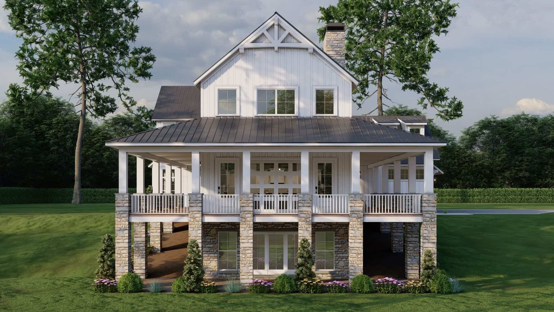 Front elevation of Craftsman home (ThePlanCollection: House Plan #193-1315)