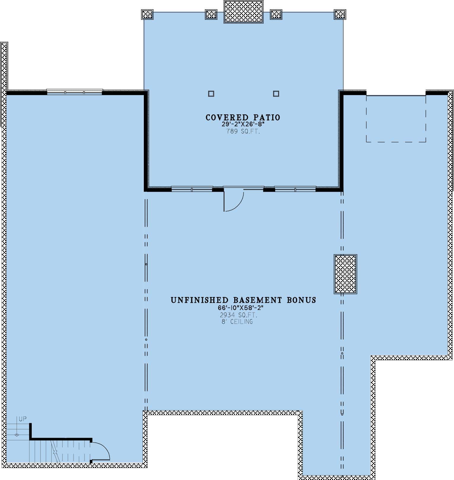 Basement of Arts and Crafts Plan #193-1316