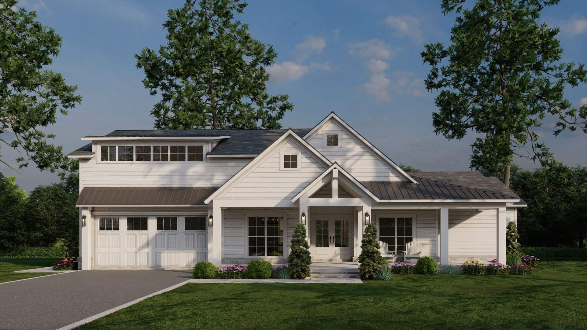 Front elevation of Farmhouse home (ThePlanCollection: House Plan #193-1318)