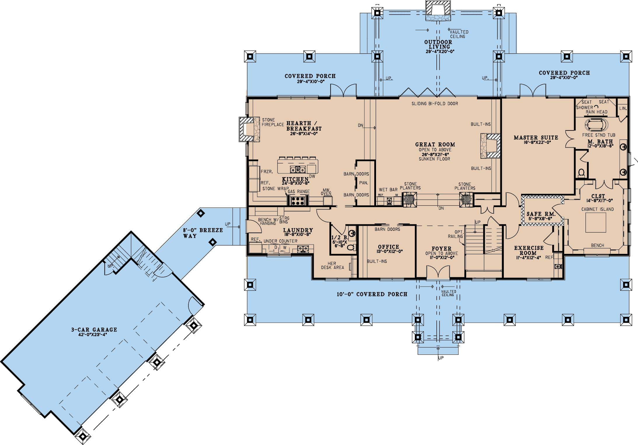 Main Level of Farmhouse Plan #193-1319