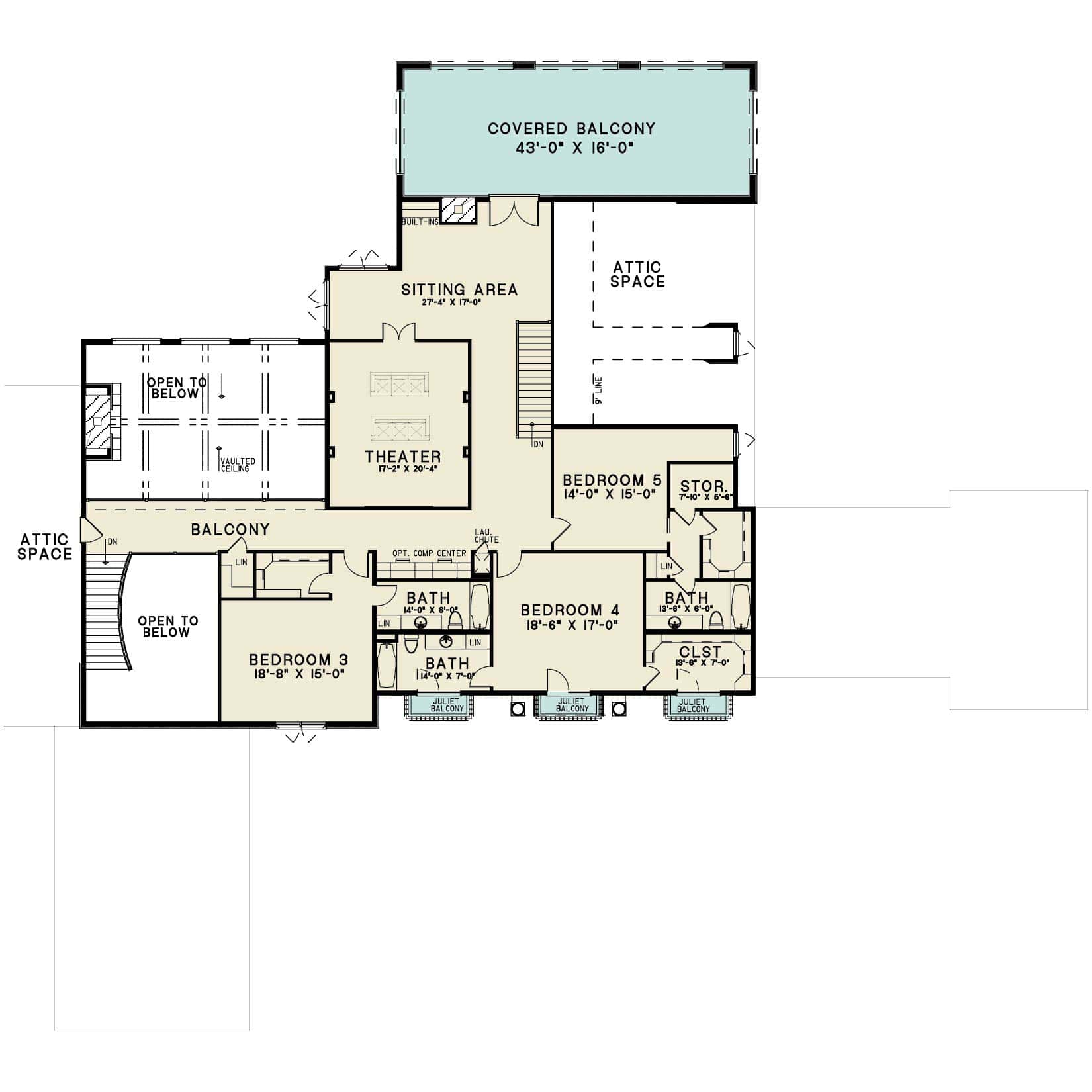 Upper Level of Tuscan Plan #193-1324