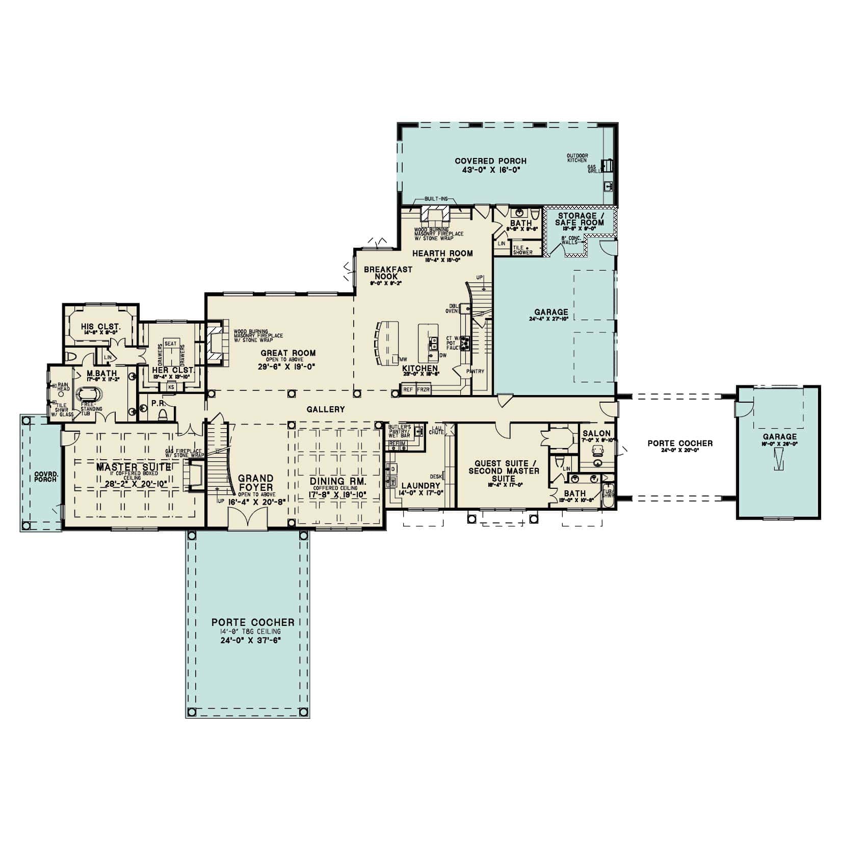 Main Level of Tuscan Plan #193-1324