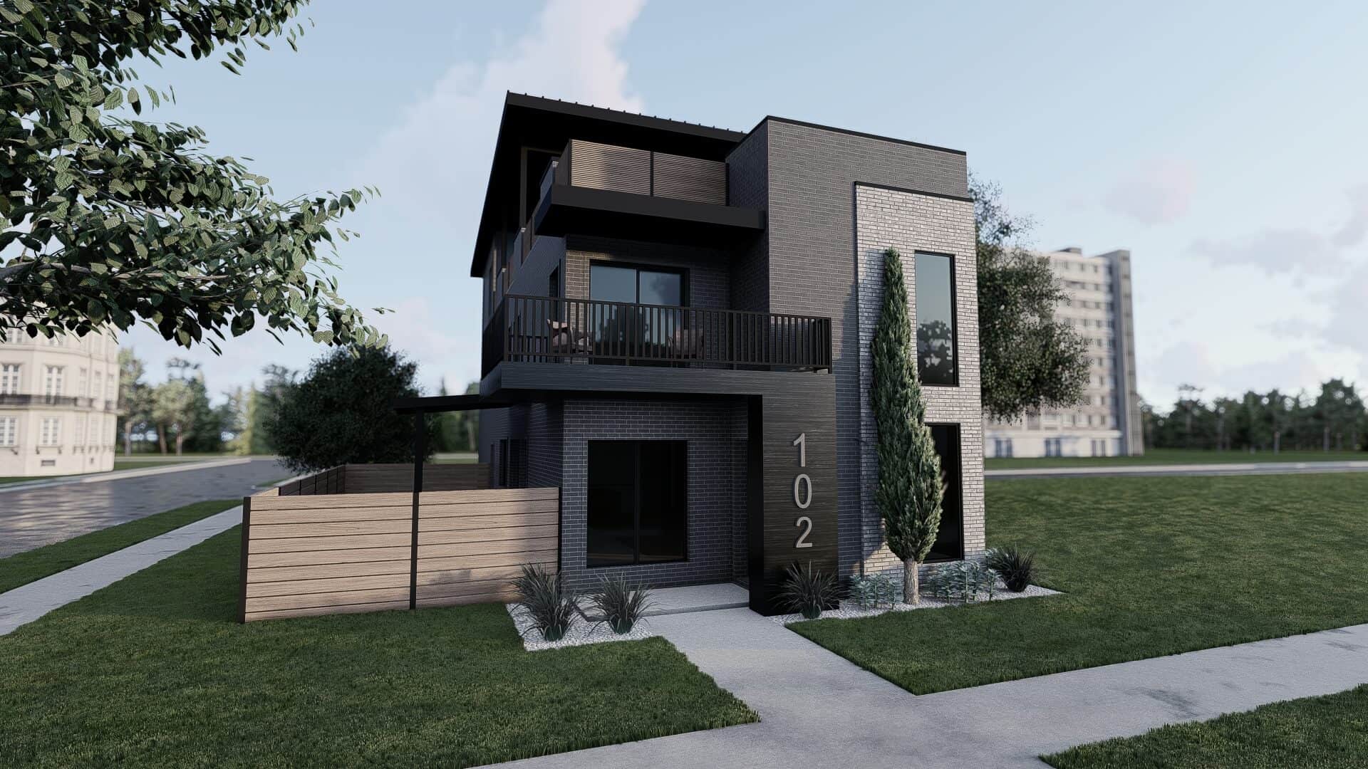 Front elevation of Contemporary home (ThePlanCollection: House Plan #193-1325)