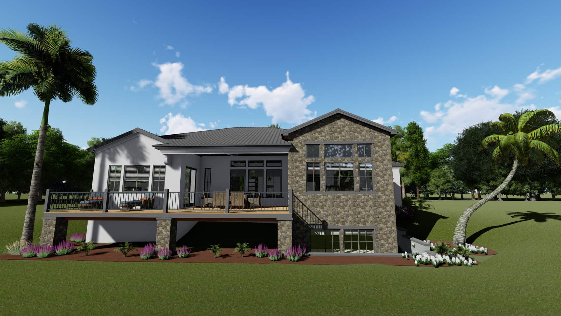 Home Plan Rear Elevation of this 2-Bedroom,2380 Sq Ft Plan -194-1001