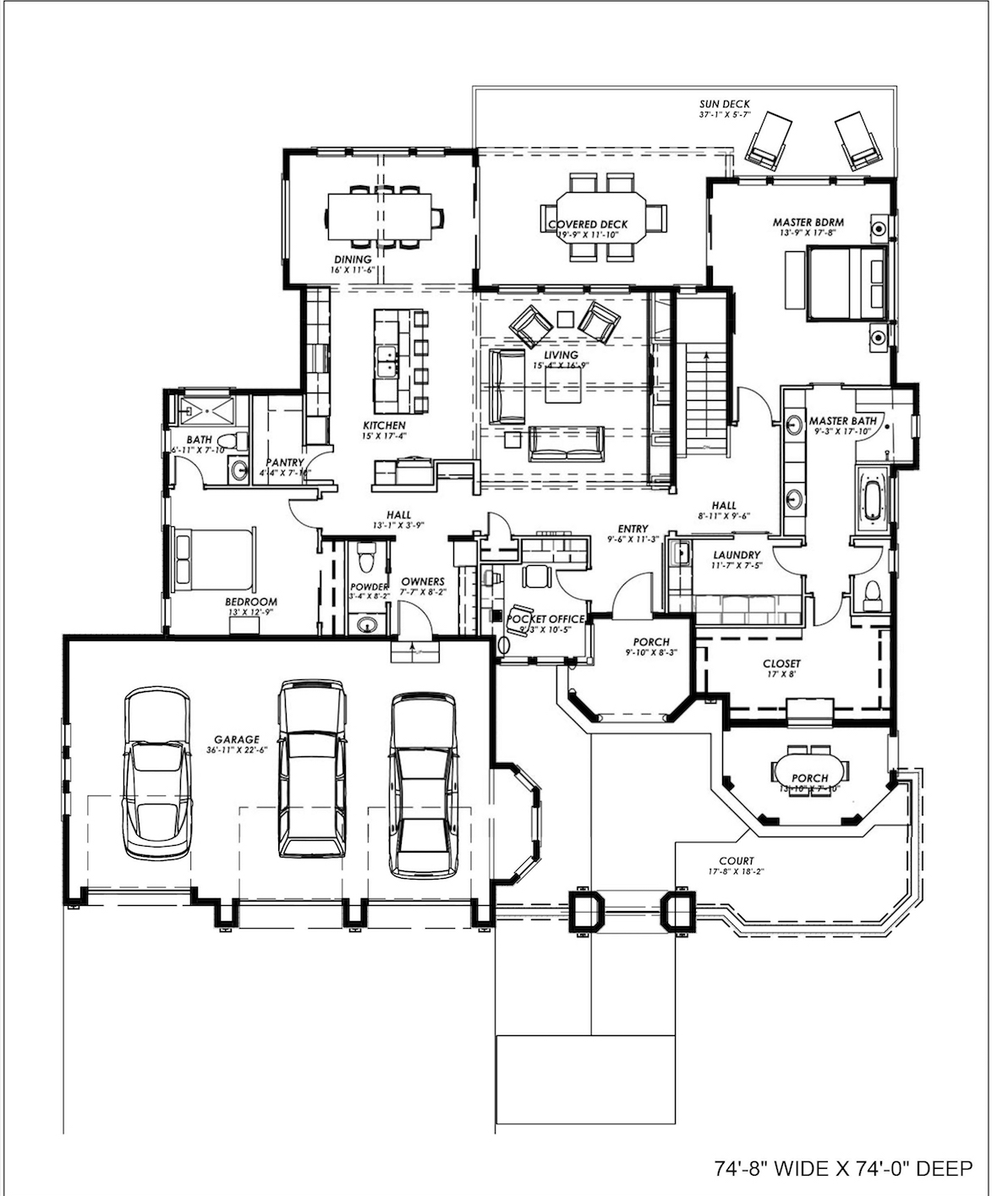 Floor Plan First Story of Spanish Plan #194-1001