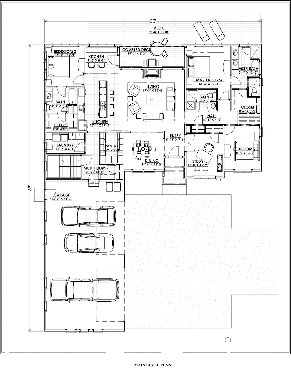 Floor Plan First Story of Ranch Plan #194-1004