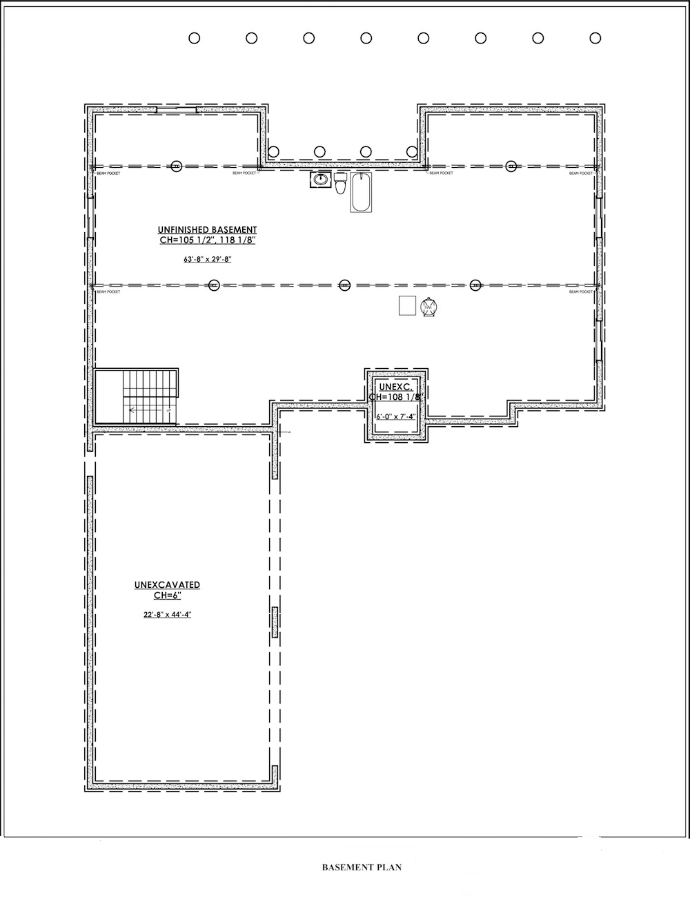 Floor Plan Basement of Ranch Plan #194-1004