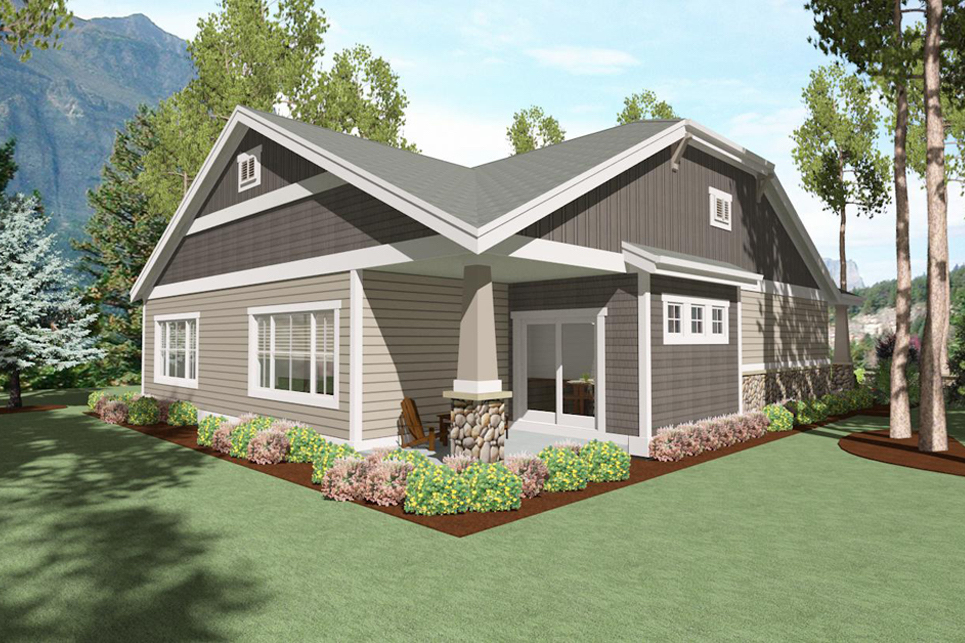 Home Plan Rear Elevation of this 2-Bedroom,1760 Sq Ft Plan -194-1005