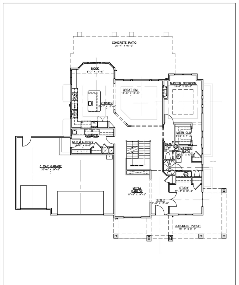 Floor Plan First Story of Luxury Plan #194-1006