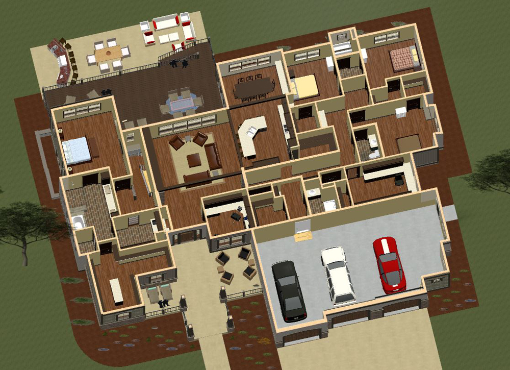 Floor Plan First Story of Luxury Plan #194-1007