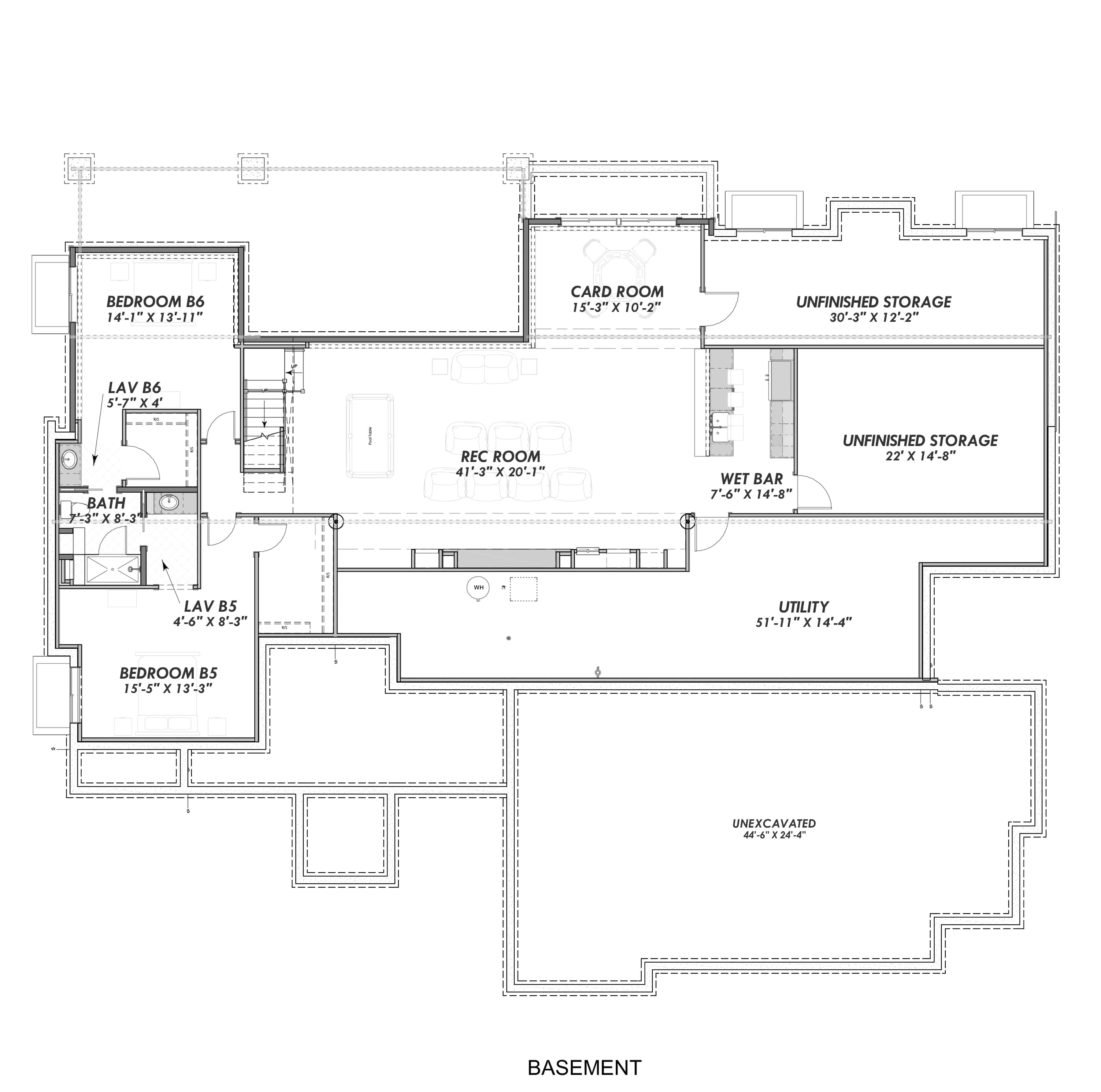 Floor Plan Basement of Luxury Plan #194-1007