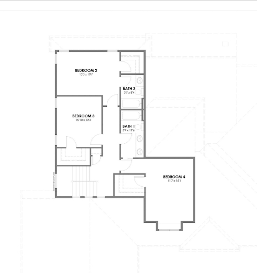 Floor Plan Second Story of Contemporary Plan #194-1008