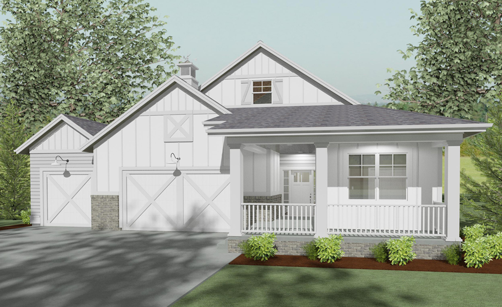 Farmhouse home (ThePlanCollection: Plan #194-1009)