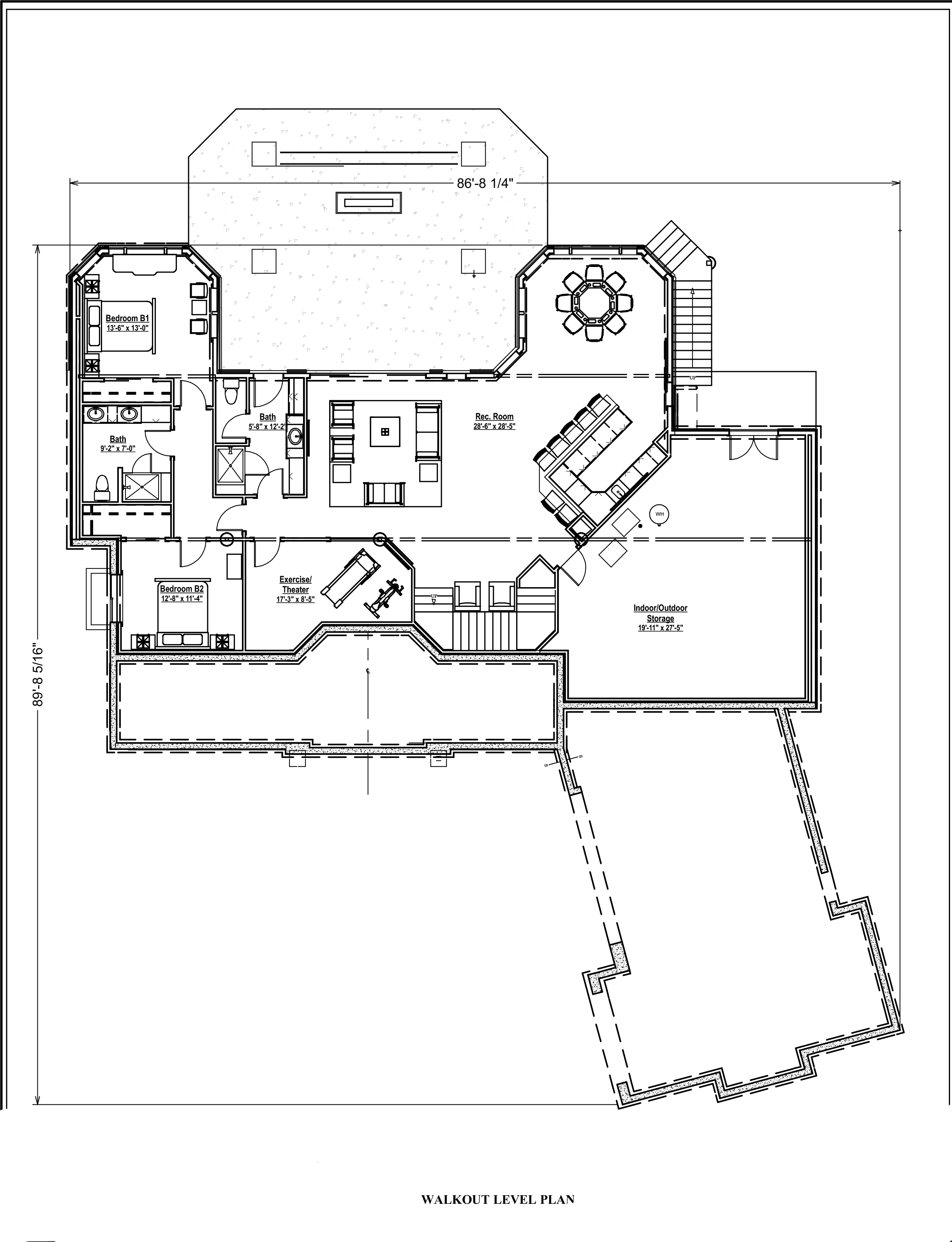 Floor Plan Basement of Craftsman Plan #194-1010