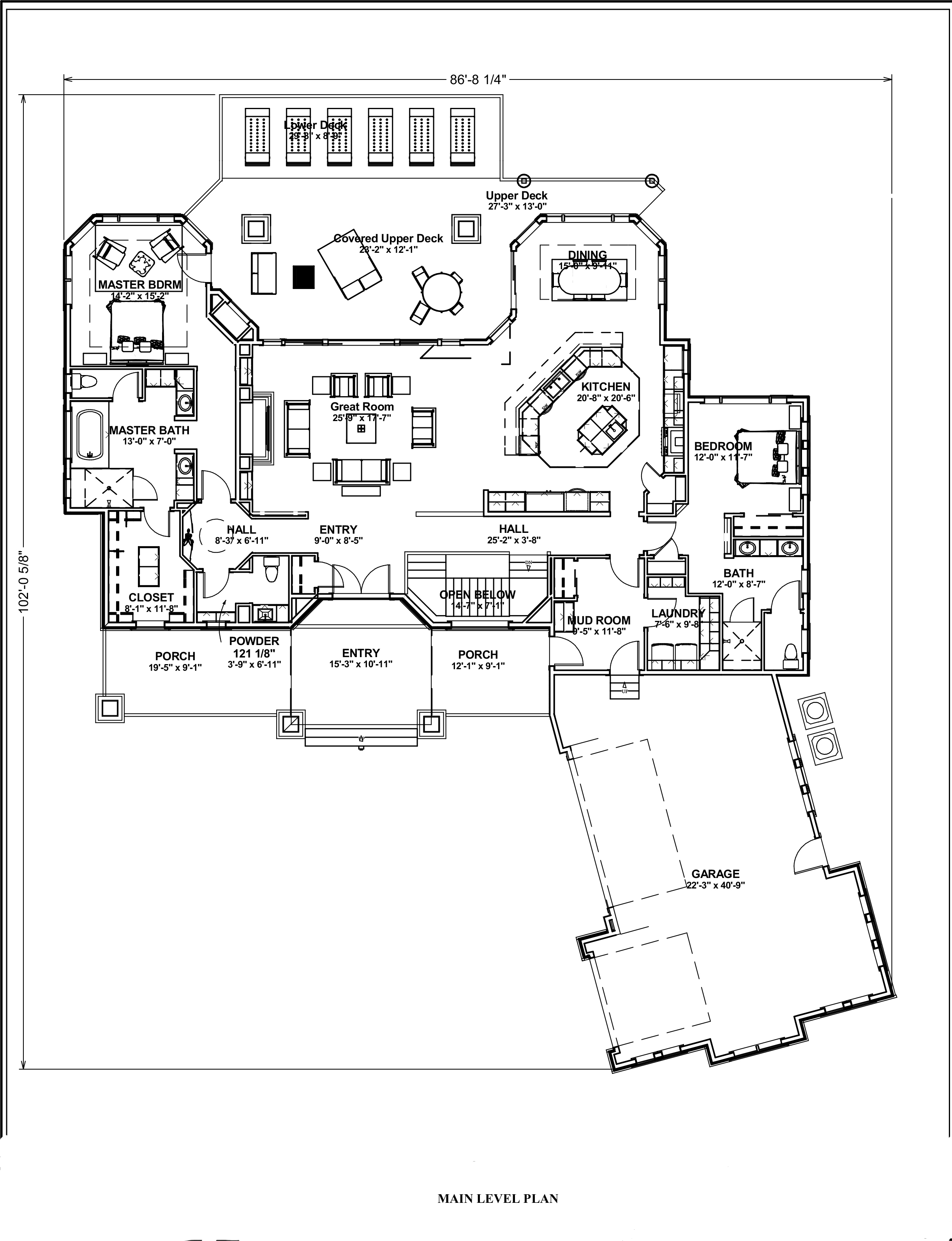 Floor Plan First Story of Craftsman Plan #194-1010