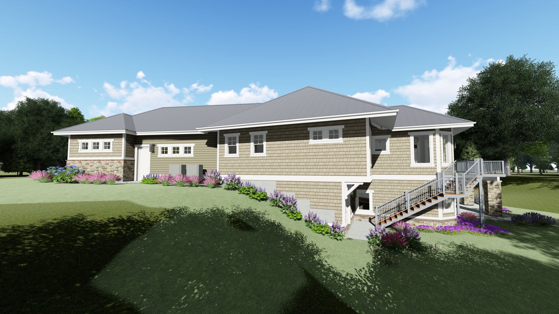Rear View of this 2-Bedroom, 2605 Sq Ft Plan - 194-1010