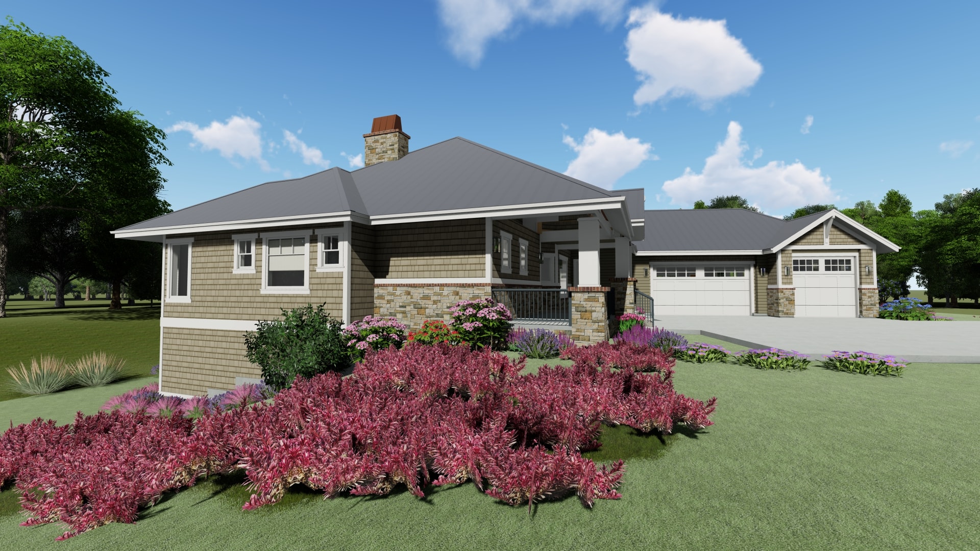 Rear View of this 2-Bedroom, 2605 Sq Ft Plan - 194-1010