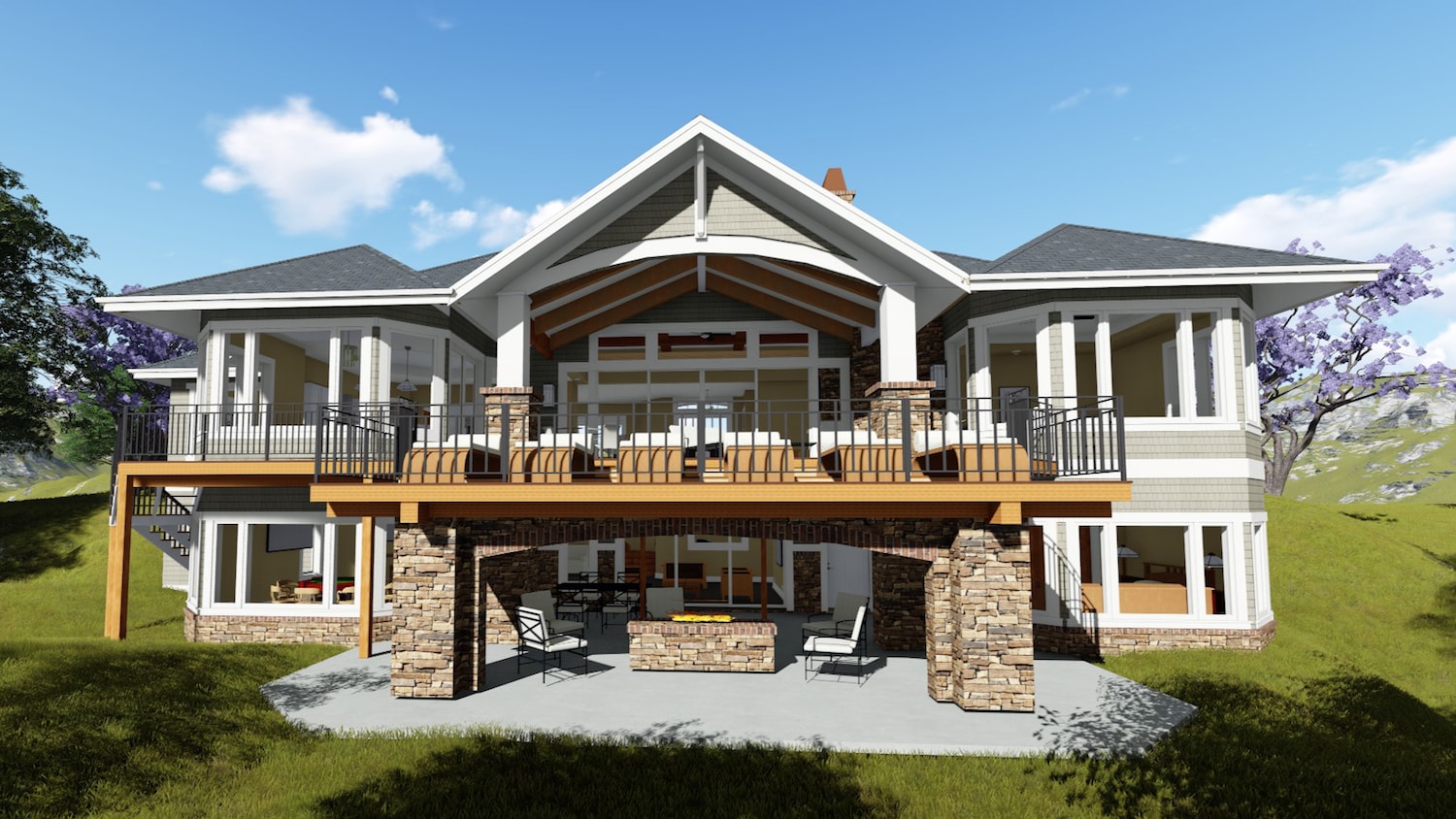 Rear View of this 2-Bedroom, 2605 Sq Ft Plan - 194-1010