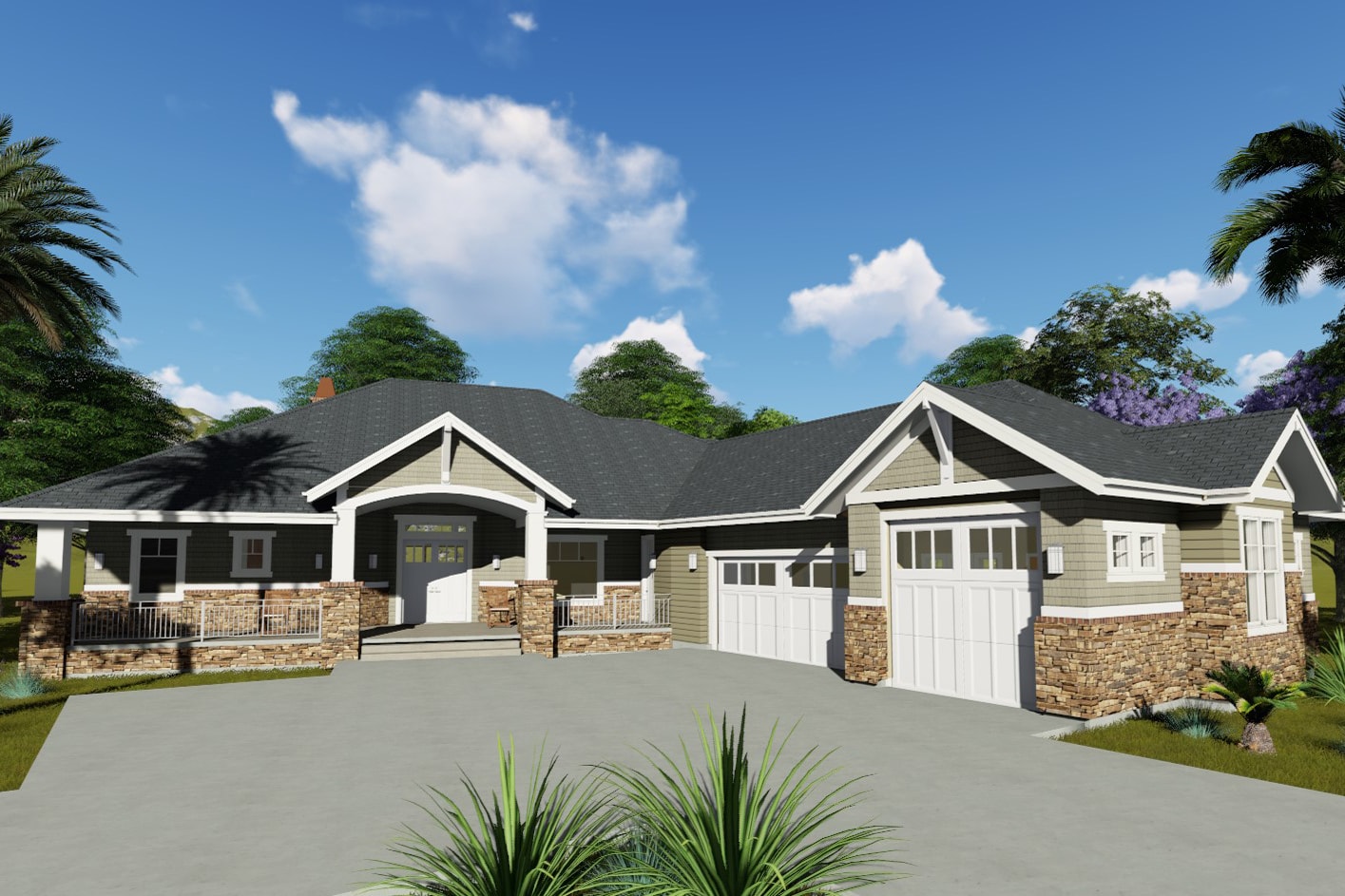 Front View of this 2-Bedroom, 2605 Sq Ft Plan - 194-1010