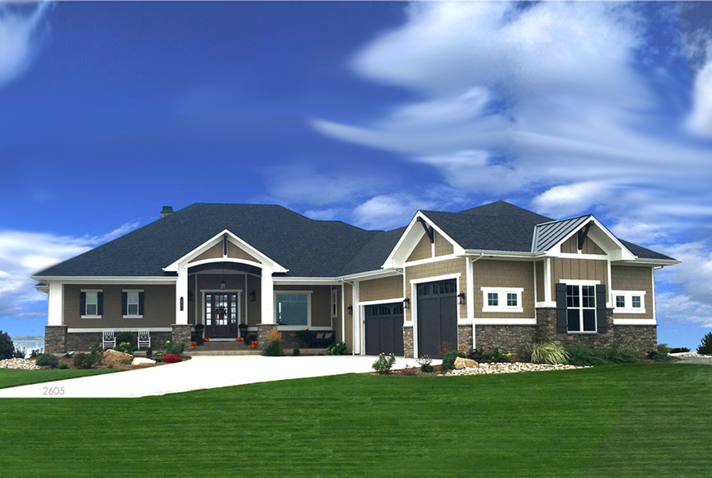 Ranch style home (ThePlanCollection: Plan #194-1010)