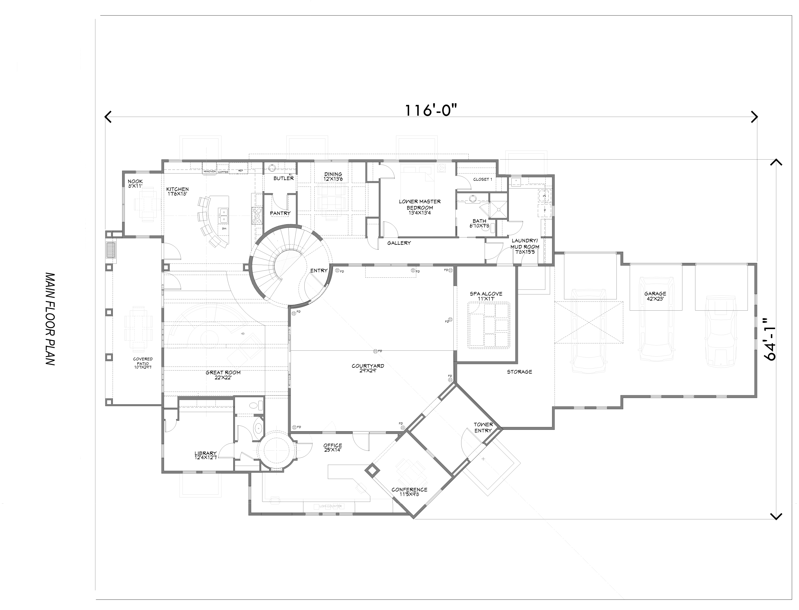 Floor Plan First Story of Luxury Plan #194-1012
