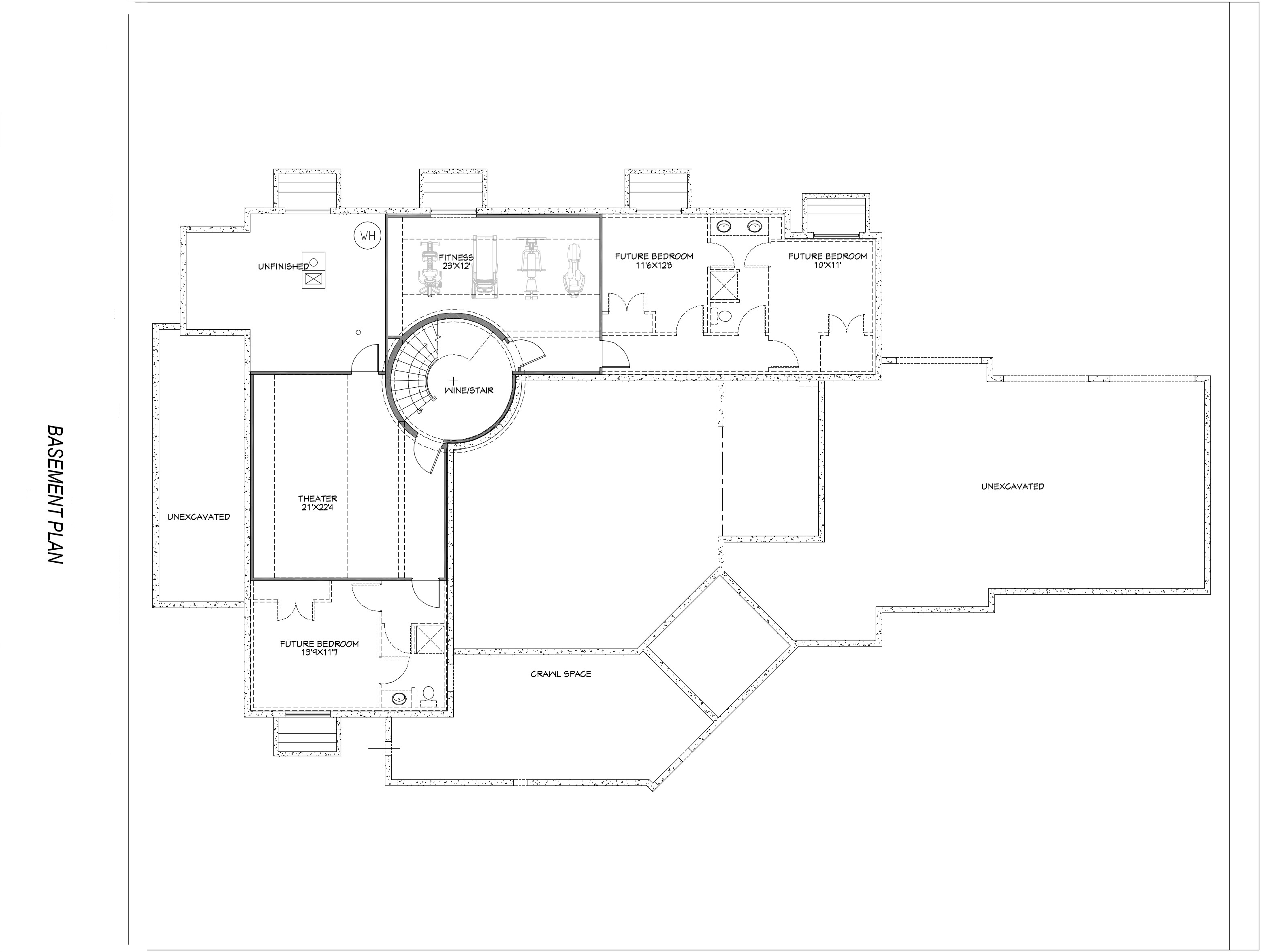Floor Plan Basement of Luxury Plan #194-1012