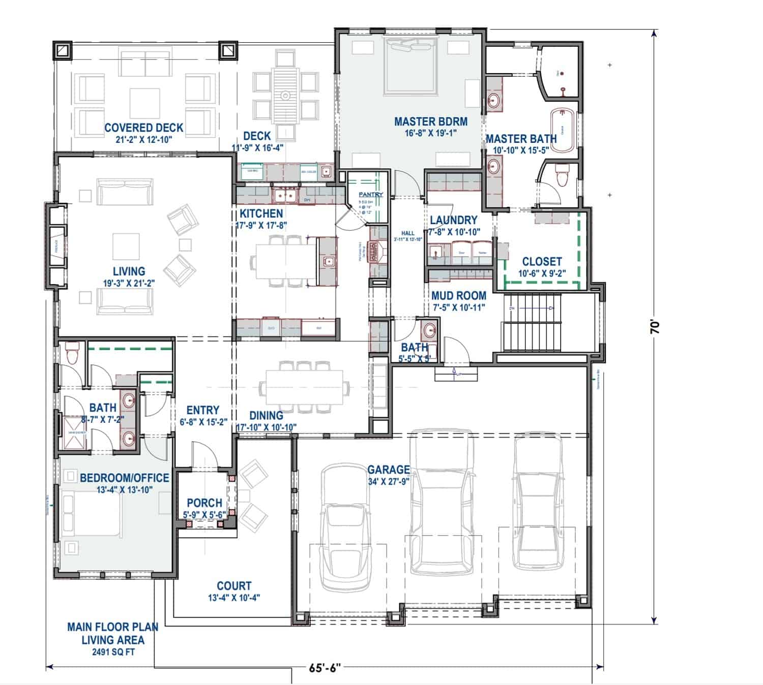 Main Level of Prairie Plan #194-1014