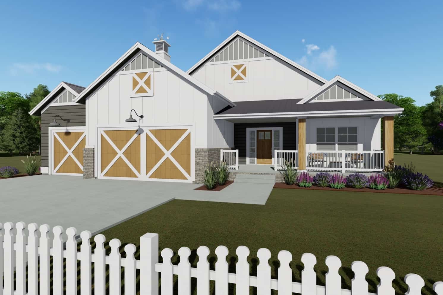 Farmhouse home (ThePlanCollection: House Plan #194-1016)