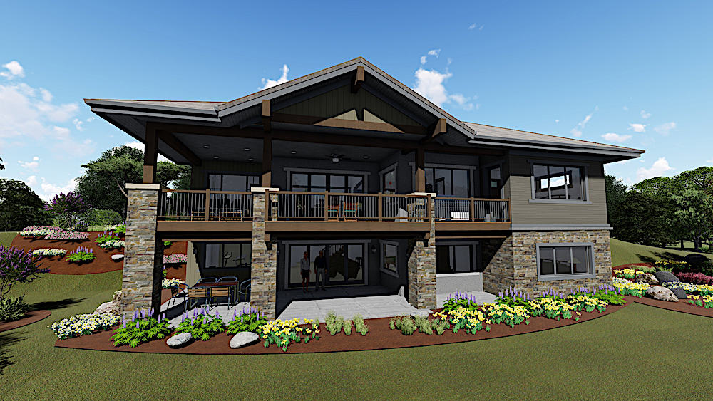 Rear View of this 3-Bedroom, 2459 Sq Ft Plan - 194-1017