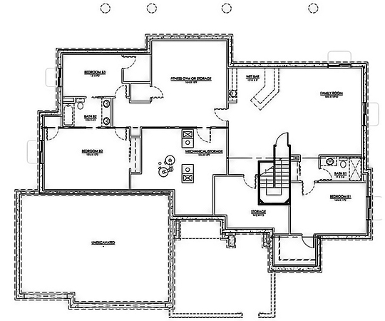 Floor Plan Basement of Craftsman Plan #194-1019