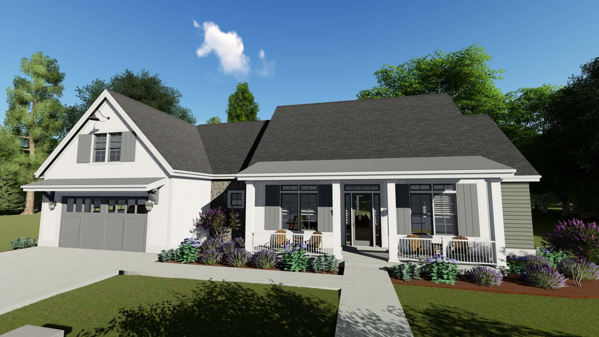 Country style home (ThePlanCollection: House Plan #194-1020)