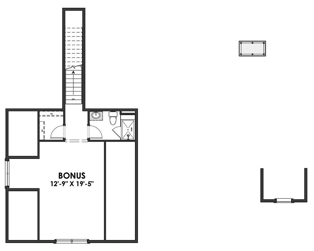 Floor Plan Bonus Room of Farmhouse Plan #194-1021
