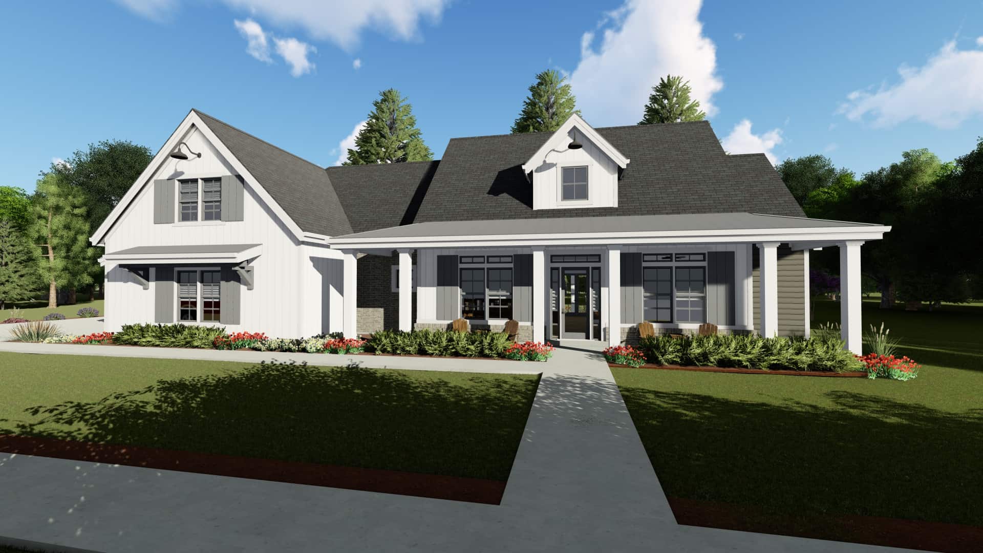 Farmhouse style  home (ThePlanCollection: Plan #194-1021)