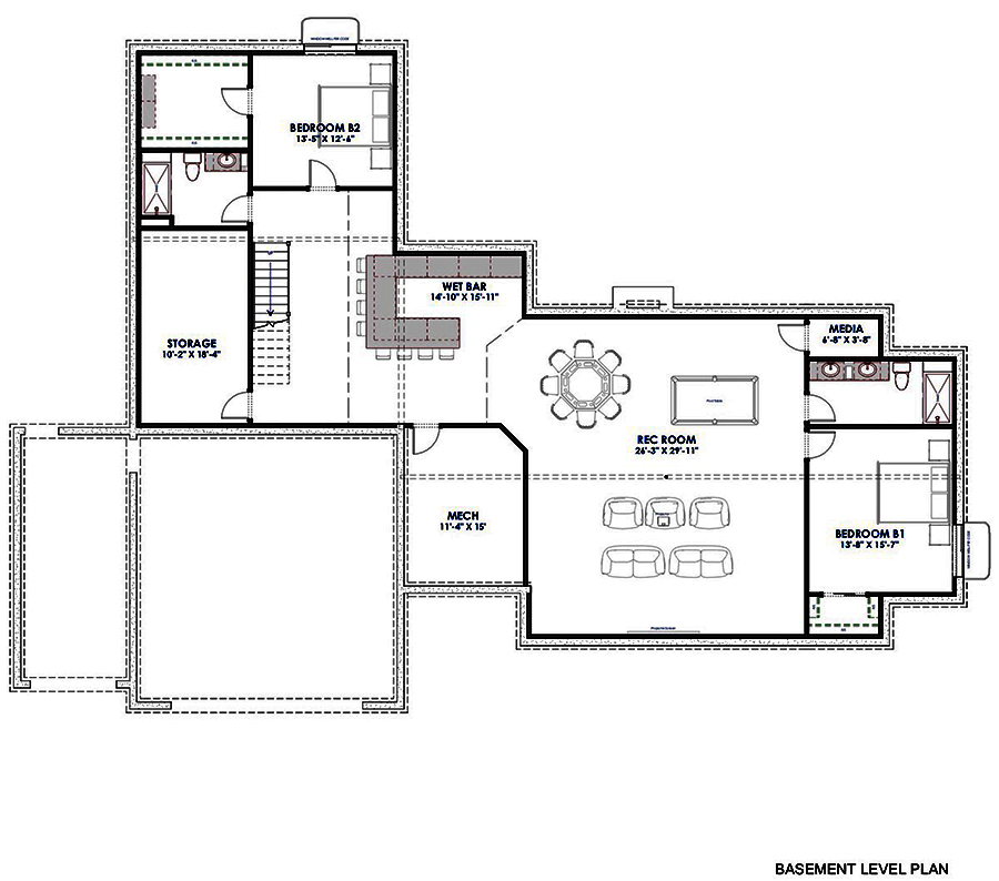 Floor Plan Basement of Farmhouse Plan #194-1024