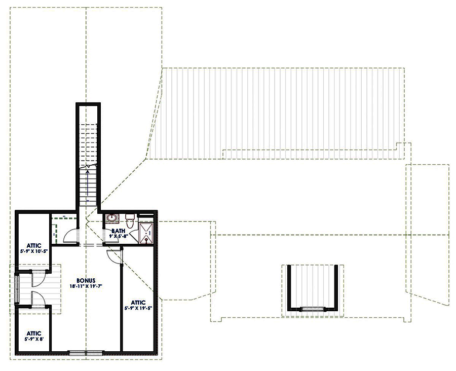 Floor Plan Bonus Room of Farmhouse Plan #194-1024