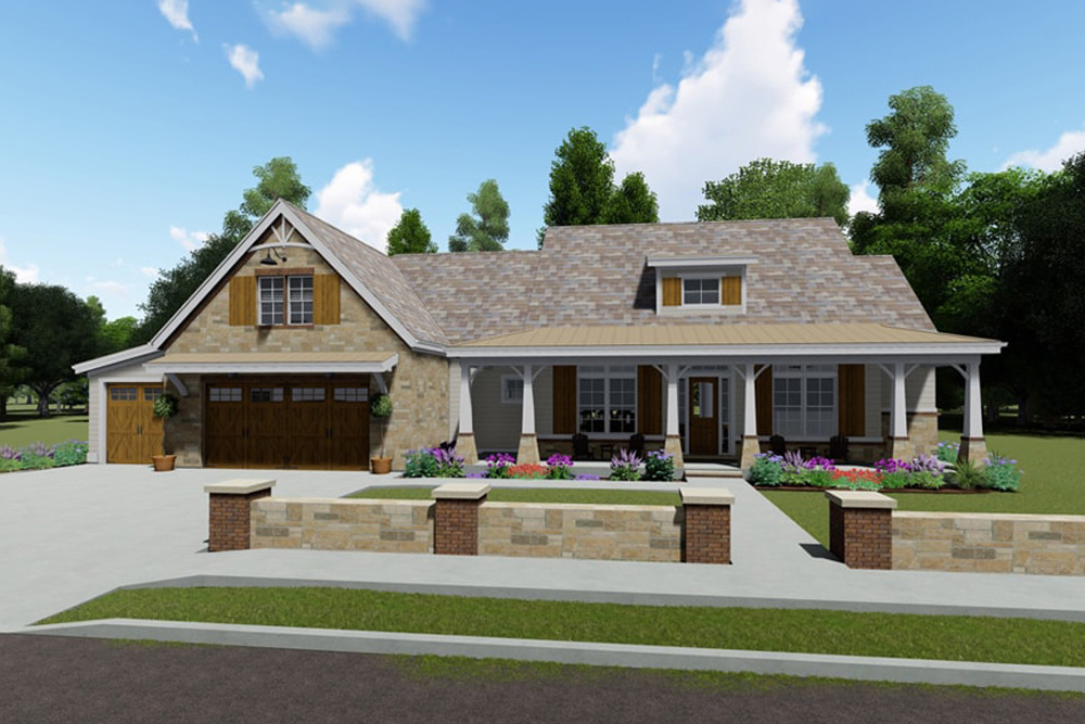 Farmhouse home (ThePlanCollection: Plan #194-1024)