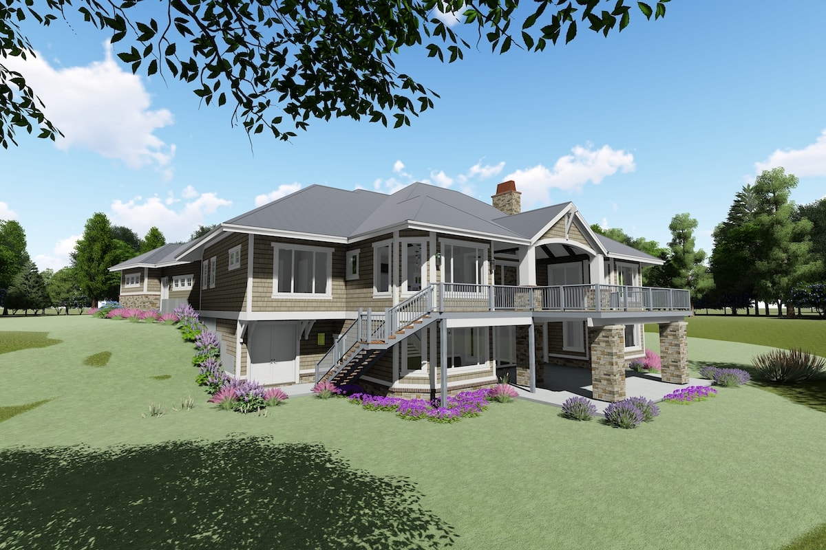Home Plan Rear Elevation of this 2-Bedroom,2318 Sq Ft Plan -194-1025