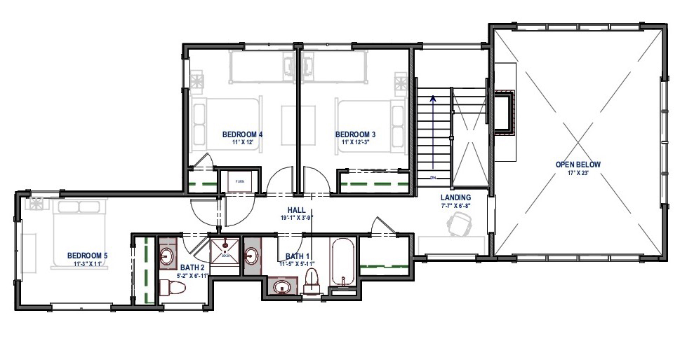 Floor Plan Second Story of Prairie Plan #194-1026