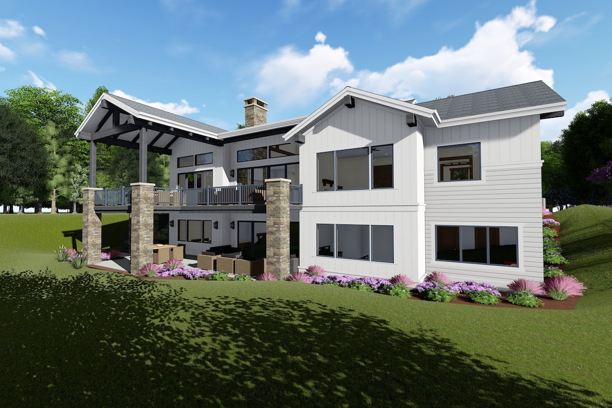 Rear View of this 4-Bedroom, 4846 Sq Ft Plan - 194-1027