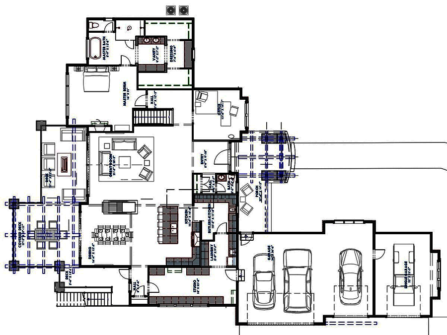 Floor Plan First Story of Ranch Plan #194-1027