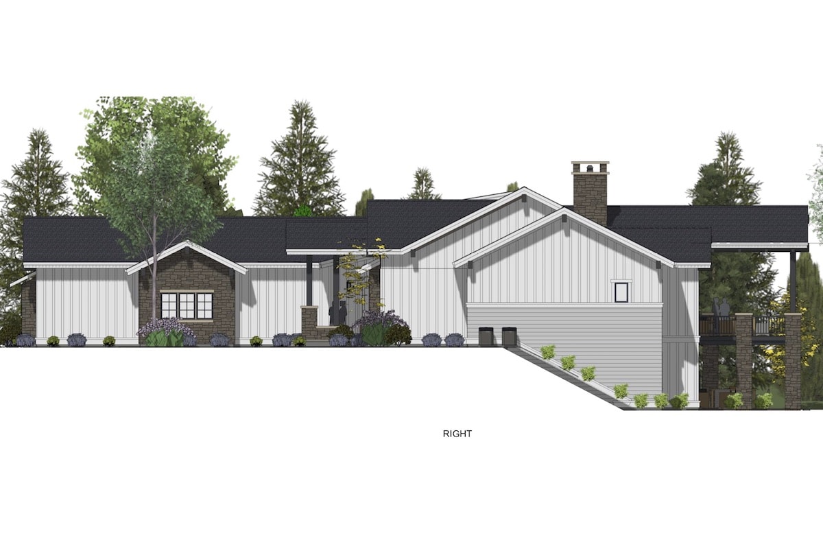 Home Plan Right Elevation of this 4-Bedroom,2293 Sq Ft Plan -194-1027