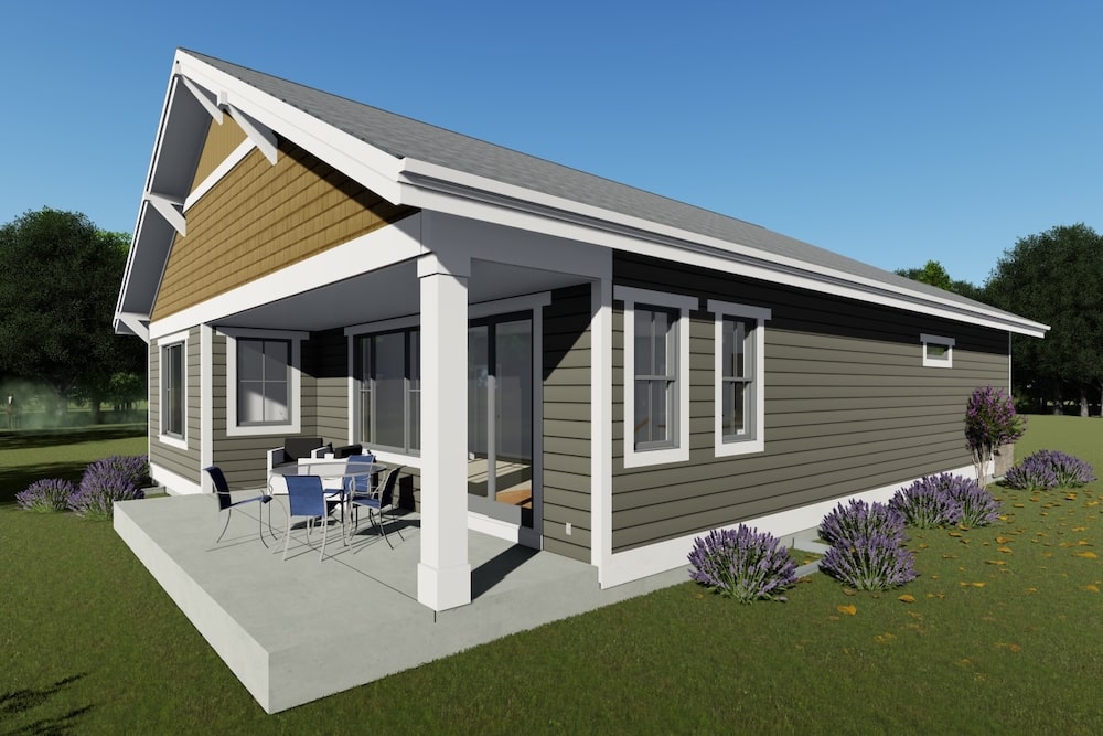Rear View of this 2-Bedroom, 1378 Sq Ft Plan - 194-1028