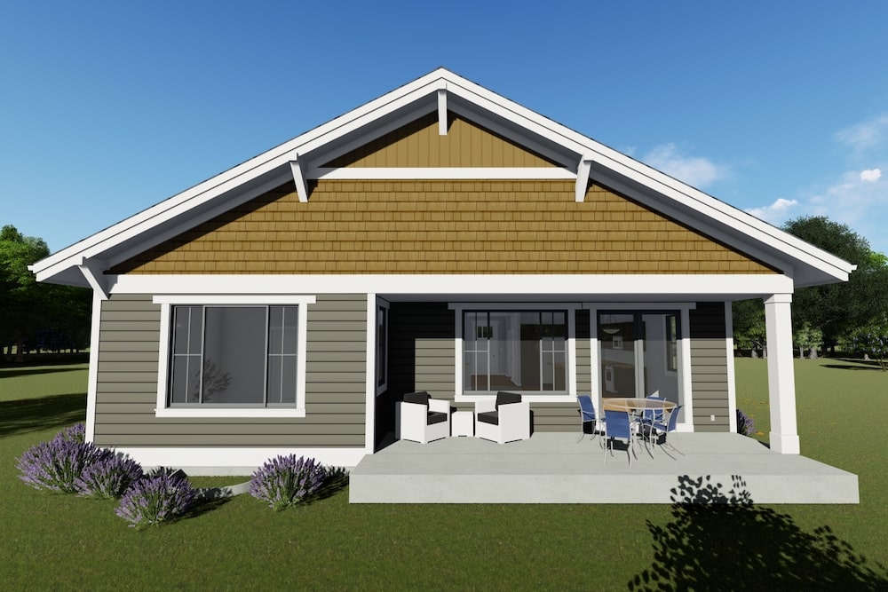 Rear View of this 2-Bedroom, 1378 Sq Ft Plan - 194-1028