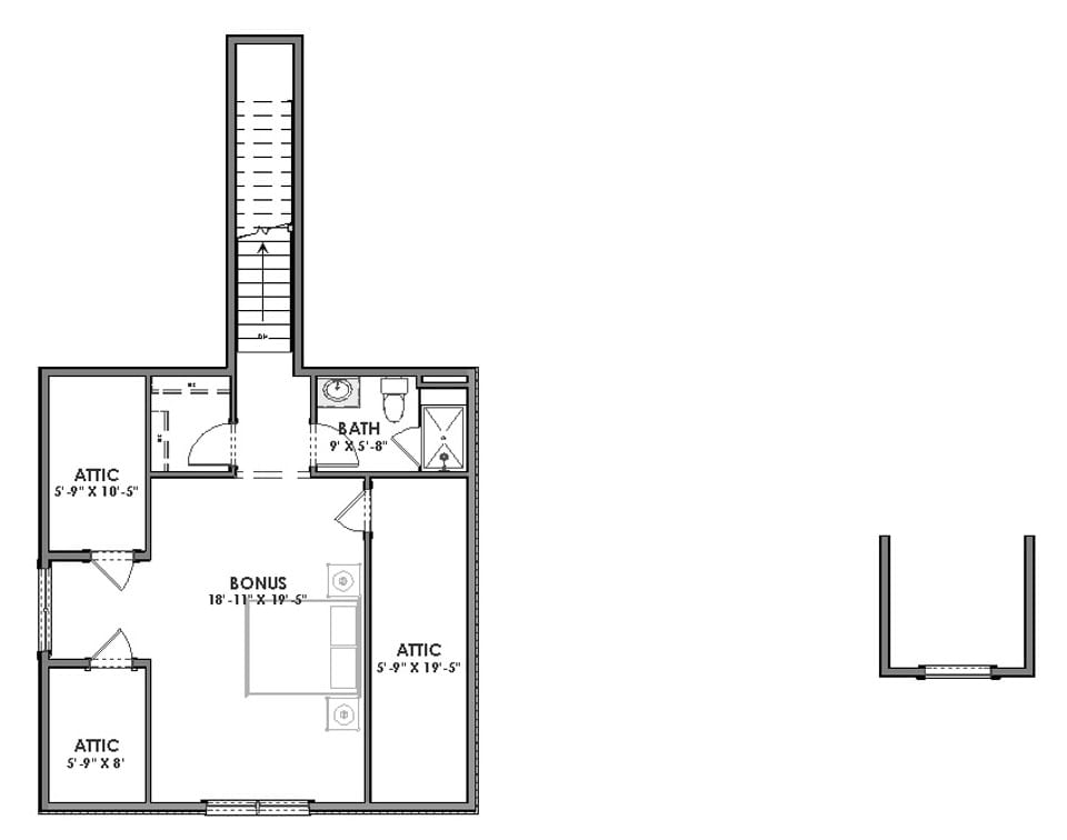 Floor Plan Bonus Room of Craftsman Plan #194-1029